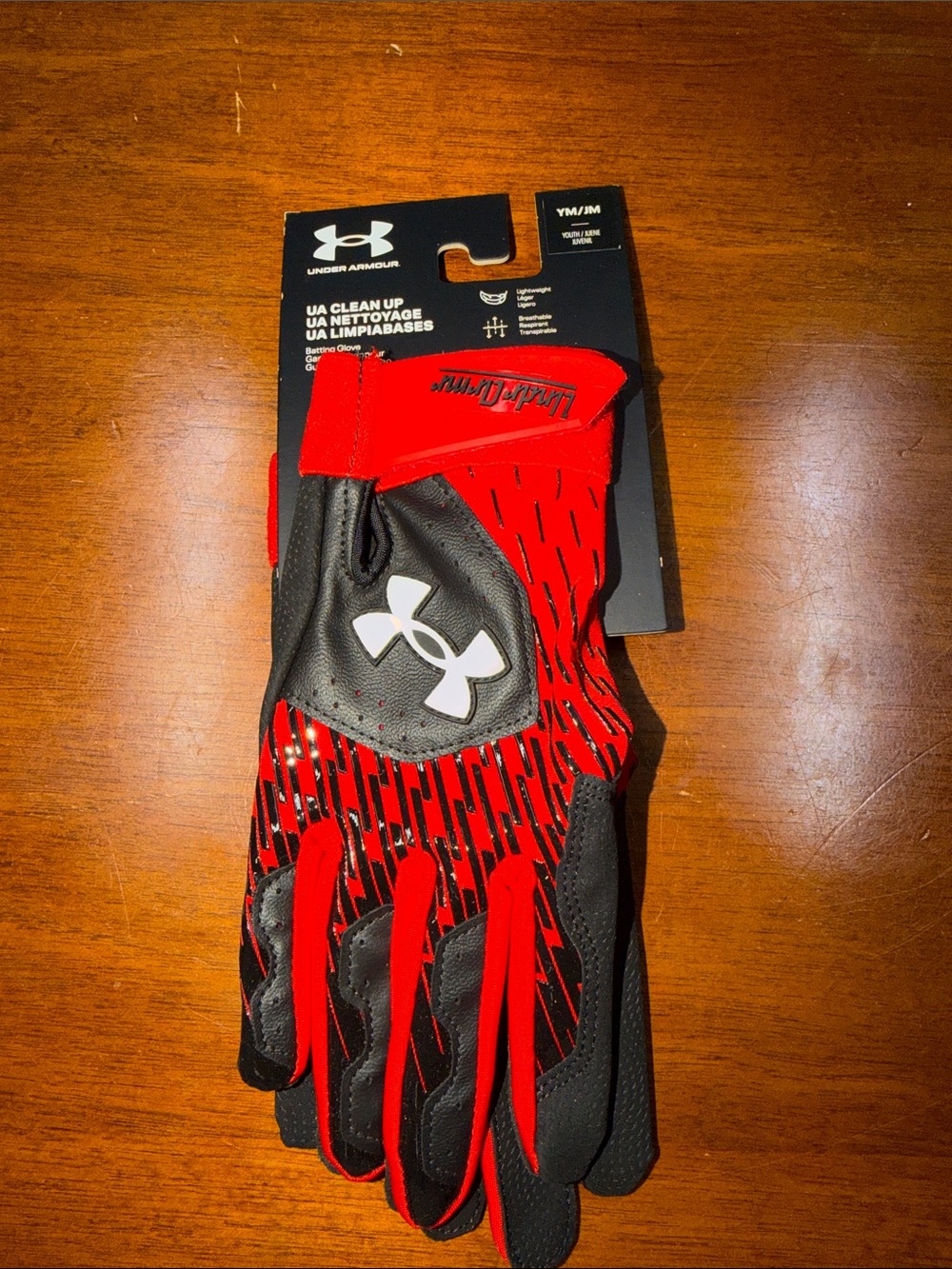 Under Armour Red and Black Athletic batting Gloves